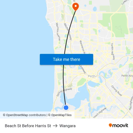 Beach St Before Harris St to Wangara map
