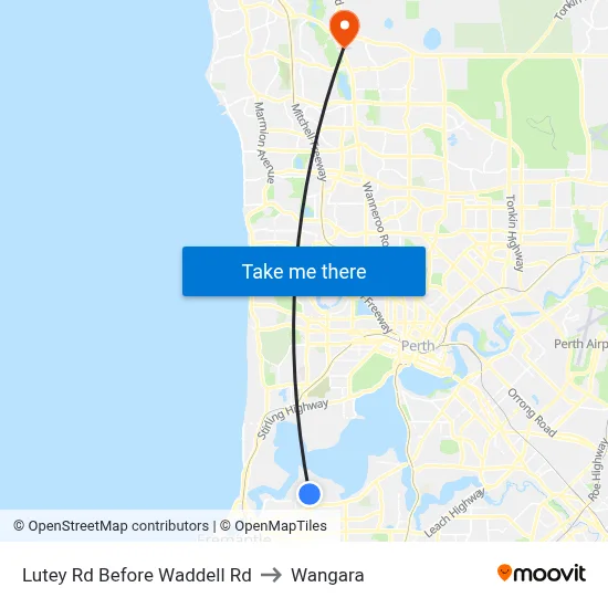 Lutey Rd Before Waddell Rd to Wangara map