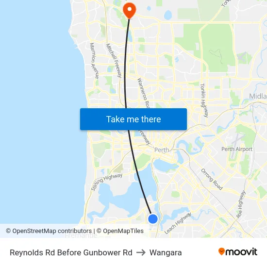 Reynolds Rd Before Gunbower Rd to Wangara map