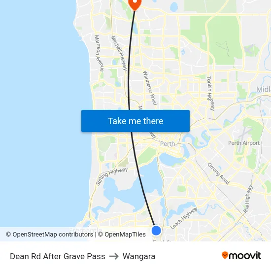 Dean Rd After Grave Pass to Wangara map