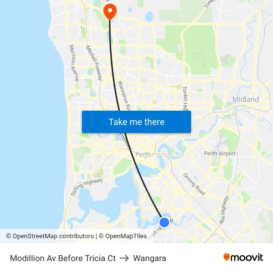 Modillion Av Before Tricia Ct to Wangara map