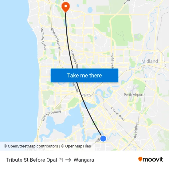 Tribute St Before Opal Pl to Wangara map