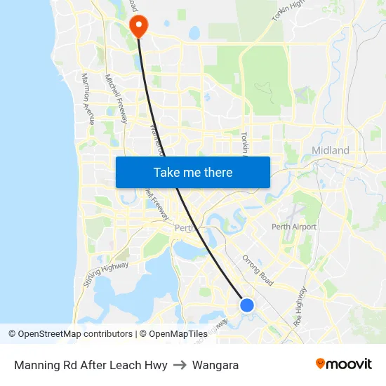 Manning Rd After Leach Hwy to Wangara map
