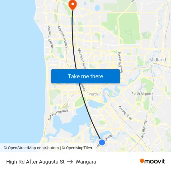 High Rd After Augusta St to Wangara map