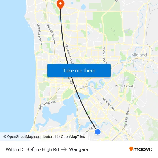 Willeri Dr Before High Rd to Wangara map