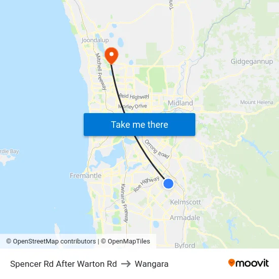 Spencer Rd After Warton Rd to Wangara map