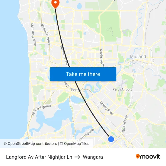 Langford Av After Nightjar Ln to Wangara map