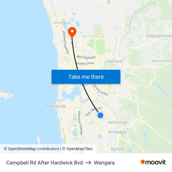 Campbell Rd After Hardwick Bvd to Wangara map