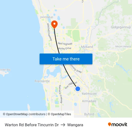 Warton Rd Before Tincurrin Dr to Wangara map