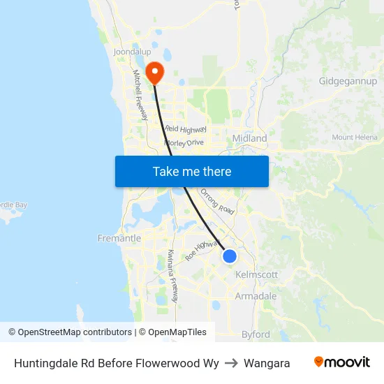 Huntingdale Rd Before Flowerwood Wy to Wangara map
