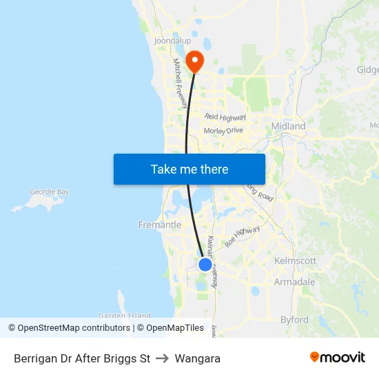 Berrigan Dr After Briggs St to Wangara map