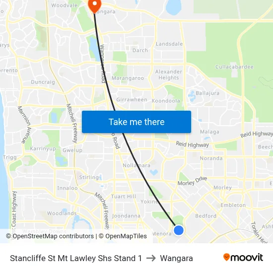 Stancliffe St Mt Lawley Shs Stand 1 to Wangara map