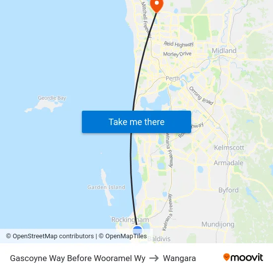Gascoyne Way Before Wooramel Wy to Wangara map