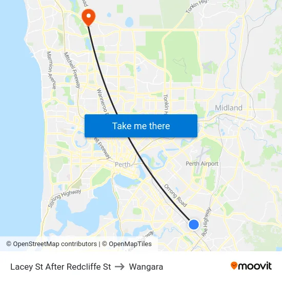 Lacey St After Redcliffe St to Wangara map