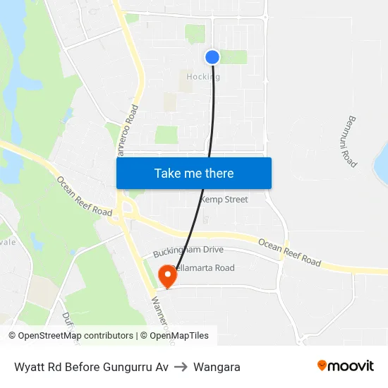 Wyatt Rd Before Gungurru Av to Wangara map