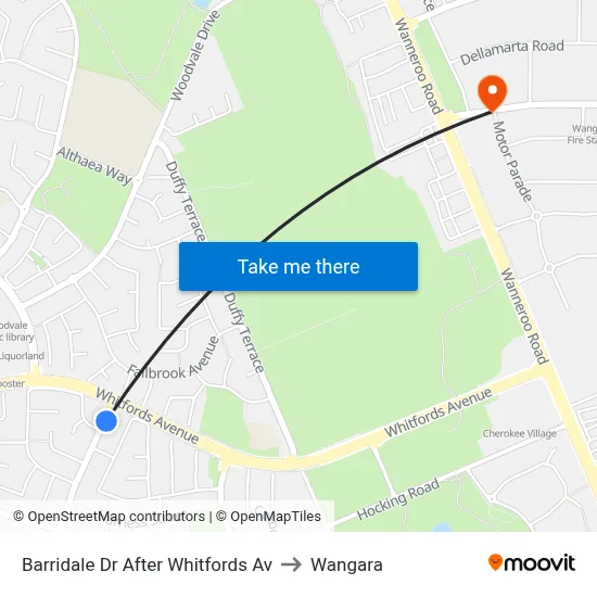 Barridale Dr After Whitfords Av to Wangara map