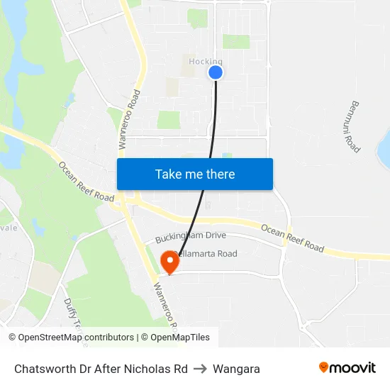 Chatsworth Dr After Nicholas Rd to Wangara map