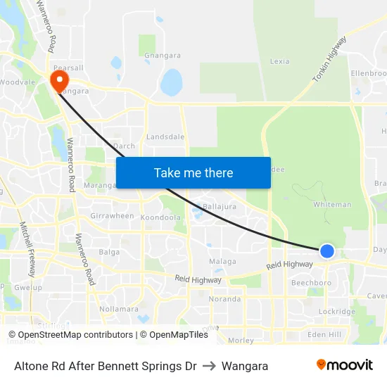 Altone Rd After Bennett Springs Dr to Wangara map
