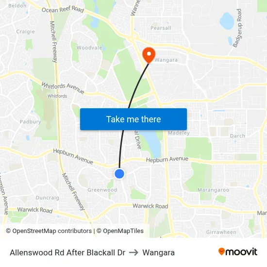 Allenswood Rd After Blackall Dr to Wangara map
