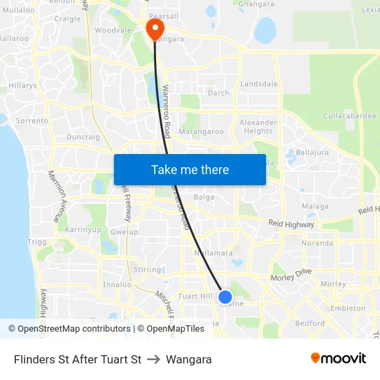 Flinders St After Tuart St to Wangara map