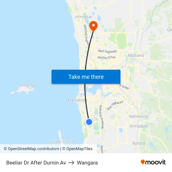 Beeliar Dr After Durnin Av to Wangara map