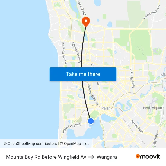 Mounts Bay Rd Before Wingfield Av to Wangara map