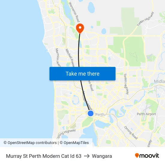 Murray St Perth Modern Cat Id 63 to Wangara map