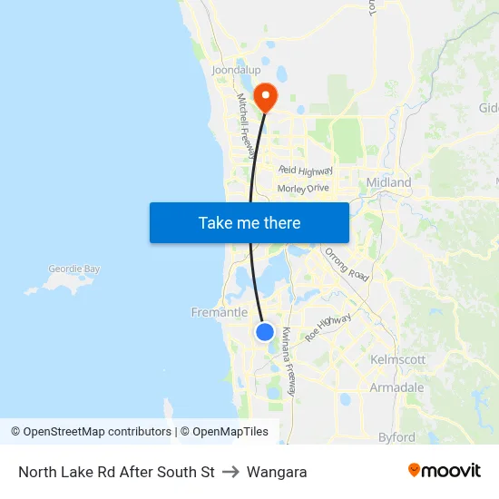 North Lake Rd After South St to Wangara map