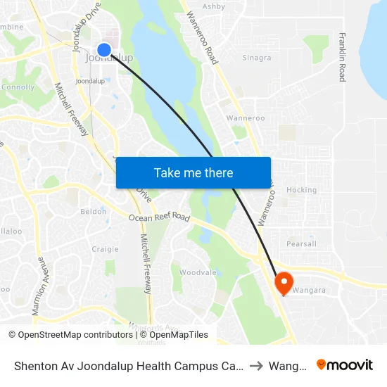 Shenton Av Joondalup Health Campus Cat Id 17 to Wangara map