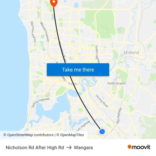 Nicholson Rd After High Rd to Wangara map