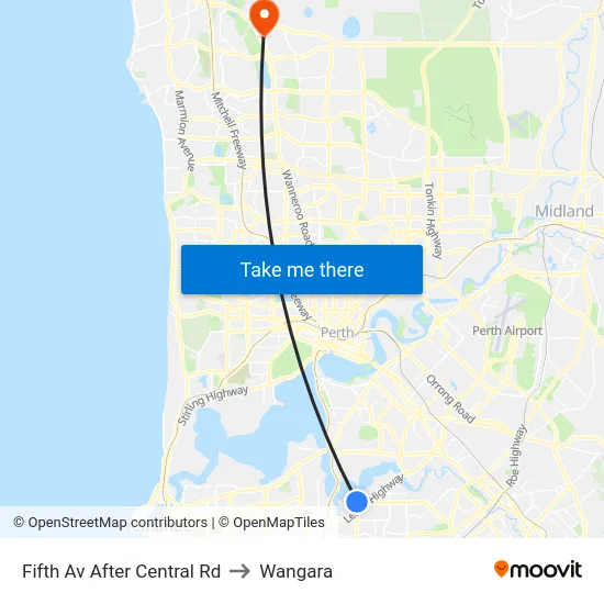 Fifth Av After Central Rd to Wangara map