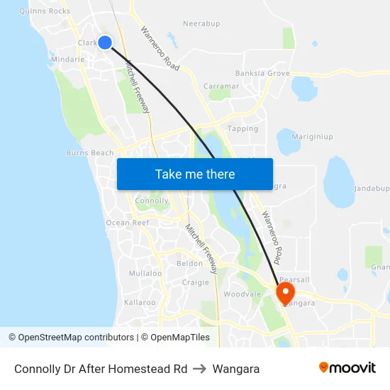 Connolly Dr After Homestead Rd to Wangara map