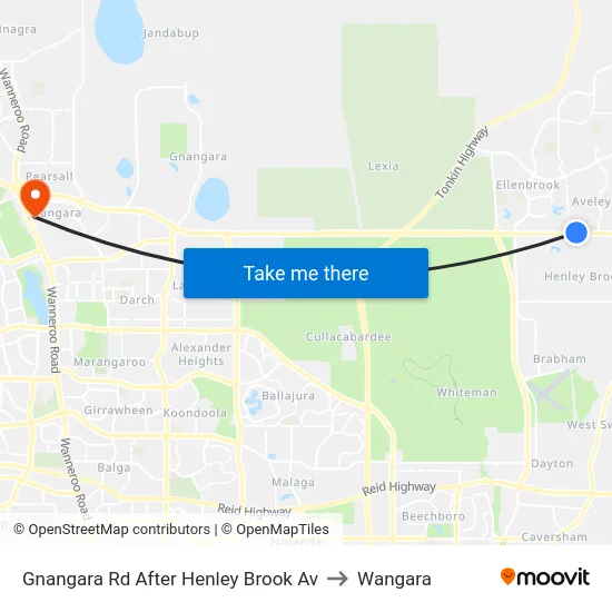 Gnangara Rd After Henley Brook Av to Wangara map
