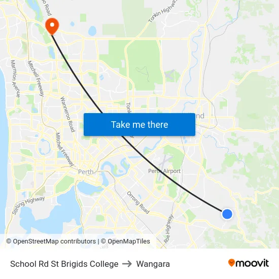 School Rd St Brigids College to Wangara map