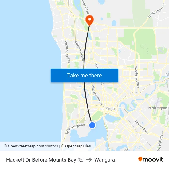 Hackett Dr Before Mounts Bay Rd to Wangara map