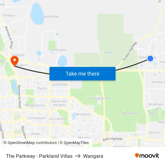 The Parkway   - Parkland Villas to Wangara map
