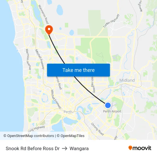 Snook Rd Before Ross Dr to Wangara map