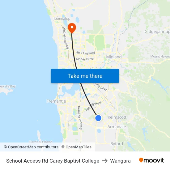 School Access Rd Carey Baptist College to Wangara map