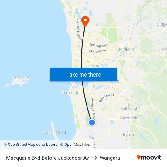 Macquarie Bvd Before Jackadder Av to Wangara map