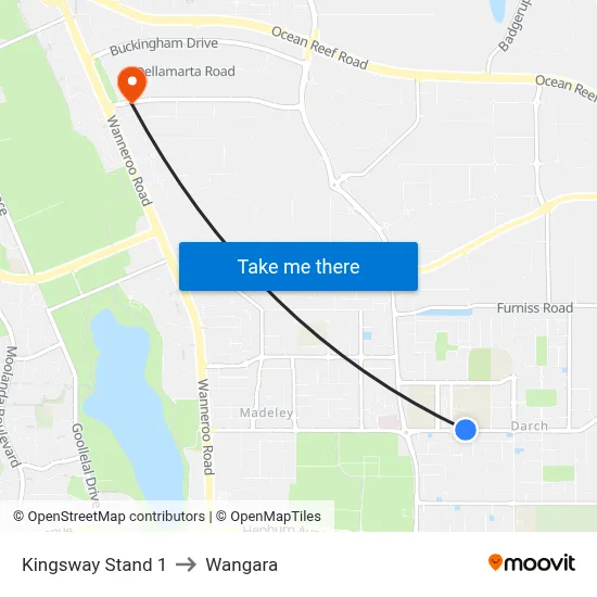 Kingsway   Stand 1 to Wangara map