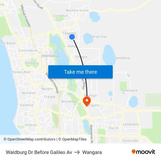 Waldburg Dr Before Galileo Av to Wangara map