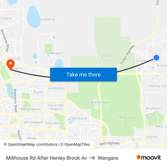 Millhouse Rd After Henley Brook Av to Wangara map
