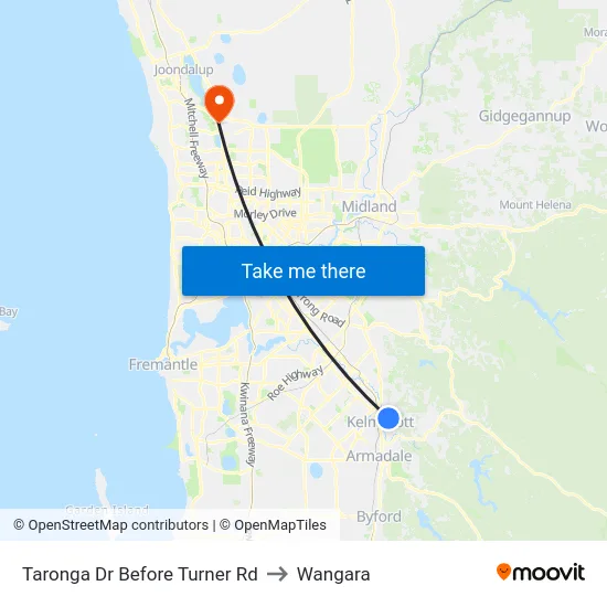 Taronga Dr Before Turner Rd to Wangara map