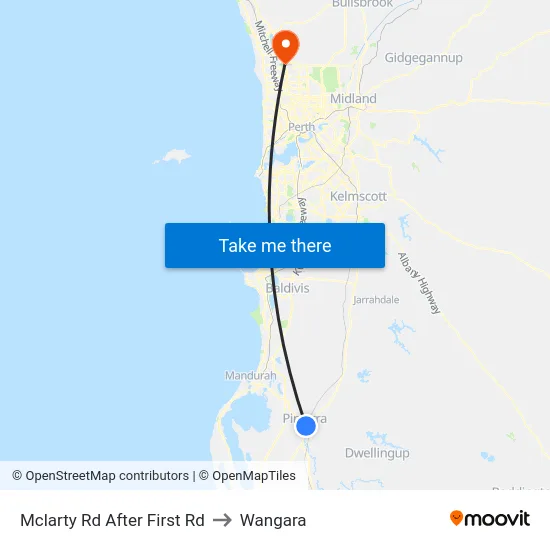 Mclarty Rd After First Rd to Wangara map
