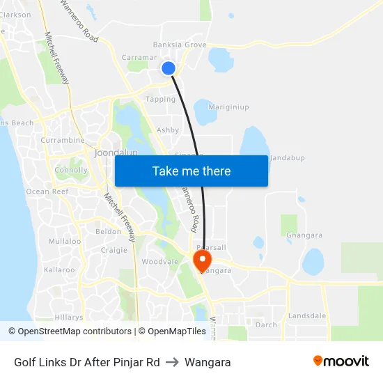 Golf Links Dr After Pinjar Rd to Wangara map