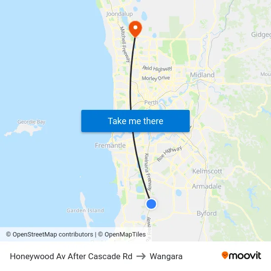 Honeywood Av After Cascade Rd to Wangara map