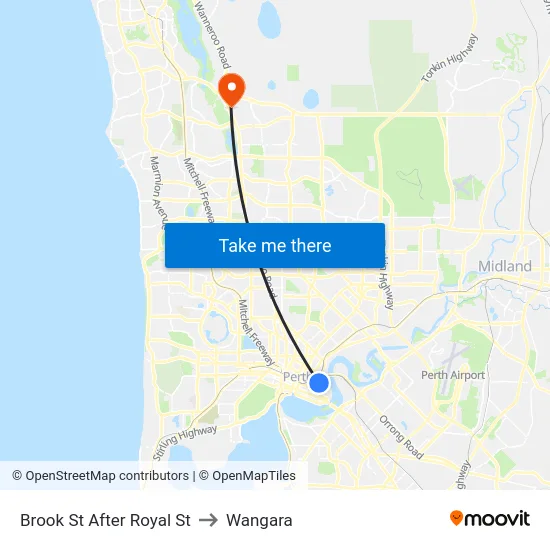 Brook St After Royal St to Wangara map