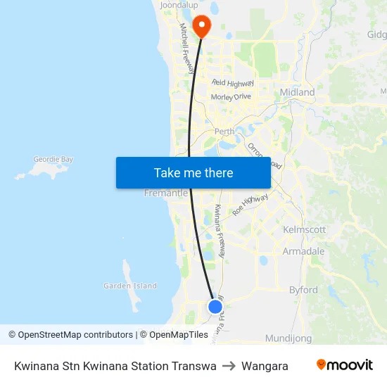 Kwinana Stn Kwinana Station Transwa to Wangara map
