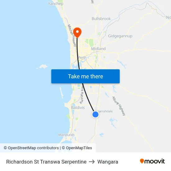 Richardson St Transwa Serpentine to Wangara map