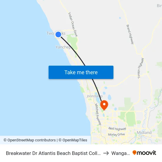 Breakwater Dr Atlantis Beach Baptist College to Wangara map